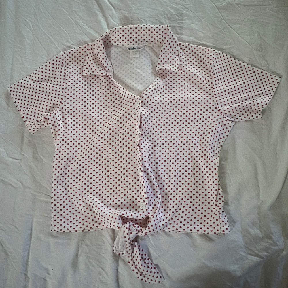 Vintage Another Name Red Polka Dot TShirt Button-Up